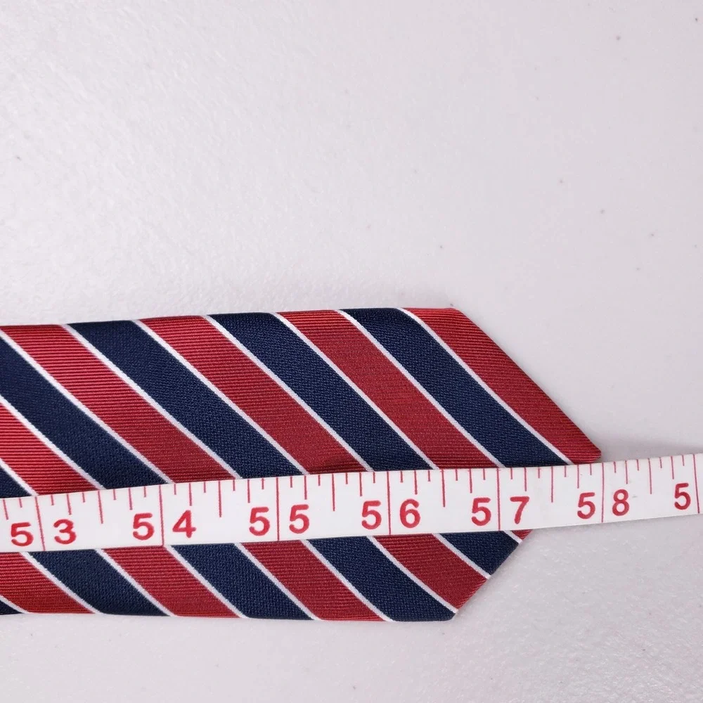 Philippe Laurent Necktie Red‎ Navy Stripe Classic Prep Retro Revival Officecore